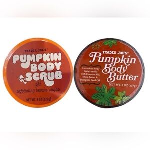 2 PACK TRADER JOES PUMPKIN BODY BUTTER & BODY SCRUB. LIMITED EDITION NWT/SEALED